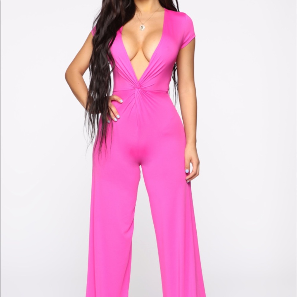 Low cut pink jumpsuit